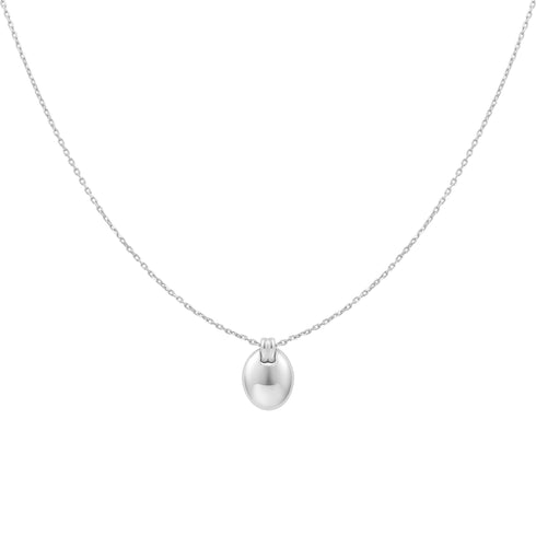 Silver Oval Charm Necklace